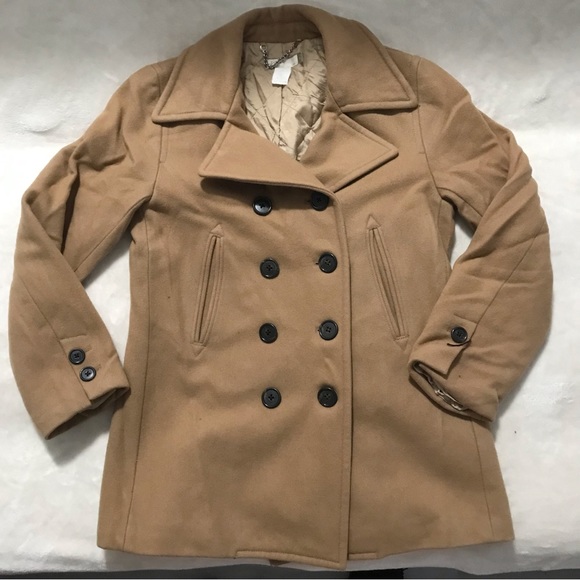 J. Crew Jackets & Blazers - J Crew double breasted camel pea coat jacket